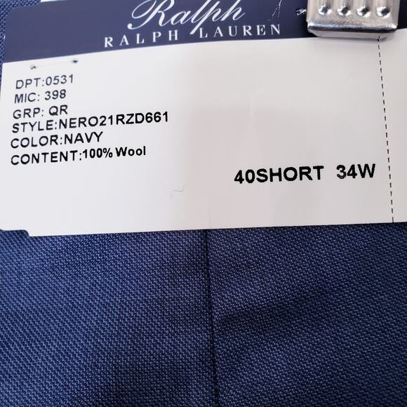 NWT LAUREN RALPH LAUREN Men's Size 34W- 100% Wool Pleated Dress Pants Not Hemmed - Picture 5 of 8